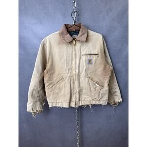Vintage CARHARTT J01 Brown Detroit Blanket‎ Lined Jacket Size 44 Reg Made in USA